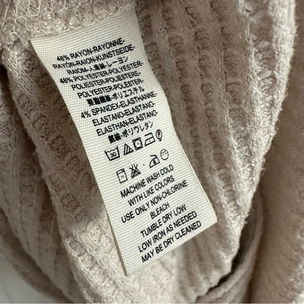 Free People Sweater Turtleneck Thermal Knit White Cream Minimalist Extra Small